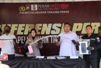 Polres Tanjung Perak saat menggelar konfrensi pers soal pengeroyokan (Poto: Humas)