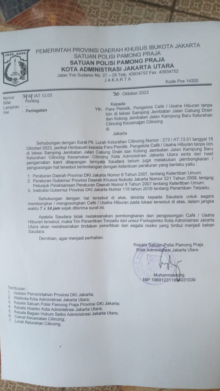 Surat Edaran Pol PP Jakarta Utara 1