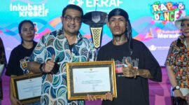 Menekraf Teuku Riefky Harsya Saat menghadiri acara Ermukim Party di GOR Futsal Hiad Sai, Merauke, Sabtu (14/12/2024).