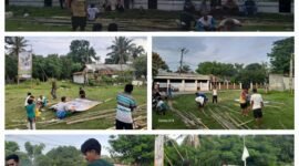 Masyarakat Desa Sidoko bersama Pemuda semangat gotong royong dan kerja bakti demi kelancaran acara isro mi raja nabi Muhammad Saw (foto:ifakta.co/Lx)