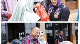 Camat Balaraja Willy Patria  menyampaikan rasa syukur, karena dalam pelaksanaannya masyarakat tertib dan antusias pada program Gerakan Pasar Murah jelang Idul fitri 1446 Hijiriah. (foto:Ekslusif/ifakta.co)
