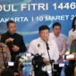 Usai rapat lintas sektoral, Menteri Koordinator bidang politik dan keamanan (Menkopolkam) Jenderal Pol (Purn) Budi Gunawan menyampaikan perintah Presiden Prabowo Subianto soal masyarakat agar bisa mudik dengan lancar, aman, dan nyaman. (Foto: Istimewa).