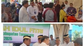 Kecamatan Jayanti kembali menggelar Gerakan Pangan Murah (GPM) melalui Bazzar sembako Idul Fitri yang di selenggarakan di kantor Kecamatan Jayanti, (foto:ifakta.co/Lx)