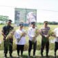Bupati Tangerang Maesyal Rasyid dan Wakil Bupati Tangerang Intan Nurul Hikmah bersama jajaran Forkopimda melakukan panen padi serentak bersama Presiden RI Prabowo Subianto dengan 14 Provinsi di Indonesia.(foto:istimewa)
