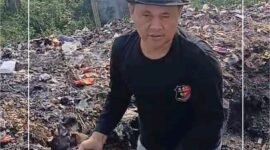 Kepala desa Rancagede bersama warga terjun dan bersihan sisa sisa pembakaran sampah dalam aksi Jumat bersih (foto:istimewa)