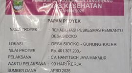 Papan informasi dinas kesehatan pemerintah kabupaten Tangerang CV Hanyteck jaya makmur (foto:ifakta.co/Alex)