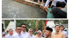 Gubernur Banten Andra Soni membuka Program Banten Makmur Melalui Sektor Kelautan dan Perikanan di UPTD Produksi dan Pengembangan Perikanan Budidaya Dinas Kelautan dan Perikanan (DKP) Provinsi Banten di Desa Curugbarang, Kecamatan Cipeucang, Kabupaten Pandeglang, (foto:istimewa)
