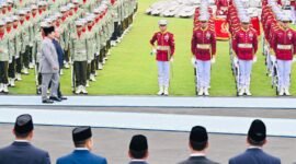 Presiden RI, Prabowo Subianto sambut Marcon dengan upacara di Istana, Rabu 27/5/2025. (Foto : Ifakta/Jo)