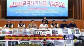 Konferensi pers Bareskrim Polri kasus penyalahgunaan LPG dan BBM subsidi, (foto : Istimewa)
