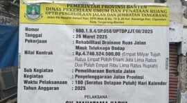 Indra pemilik CV Mahatma karya belum bisa memberikan klarifikasi atas dugaan korupsi proyek drainase ruang jalan Mauk Teluknaga dadap Tangerang (foto:ifakta/Lx)