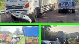 Personel Polres Muara Enim sedang mengatur lalu linta (Foto: ifakta)