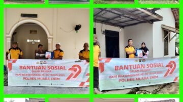 Jelang HUT Bhayangkara ke-79, Kapolsek Rambang IPTU Zulkarnain Afianata, ST, M.Si, MH Pimpin Kegiatan Pemberian Bantuan Sosial
